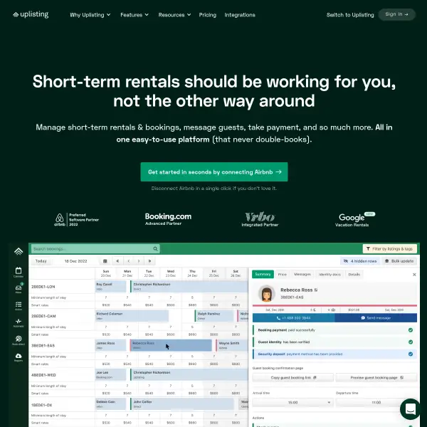 Short-Term Rental Software & Channel Manager | Uplisting.io.