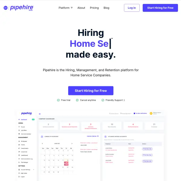 Pipehire | Hiring, Management and Retention Platform for Home Service Companies.