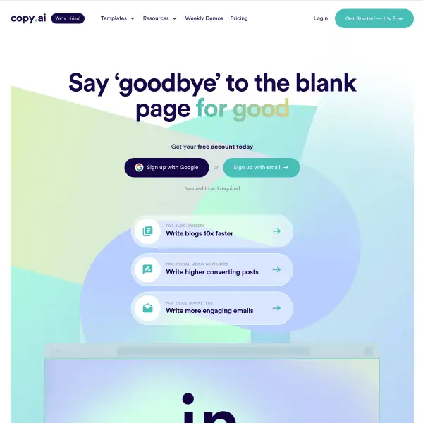 Copy.ai: Write better marketing copy and content with AI