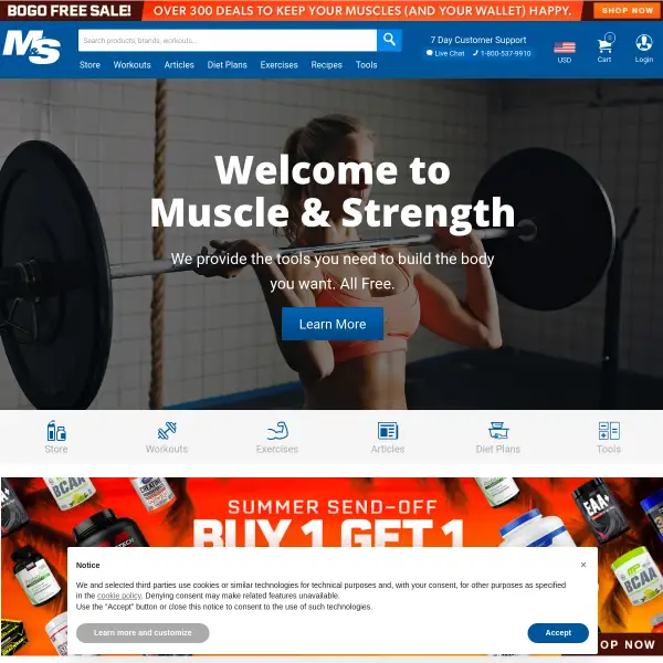 Muscle & Strength: Supplement Store & Free Workouts
