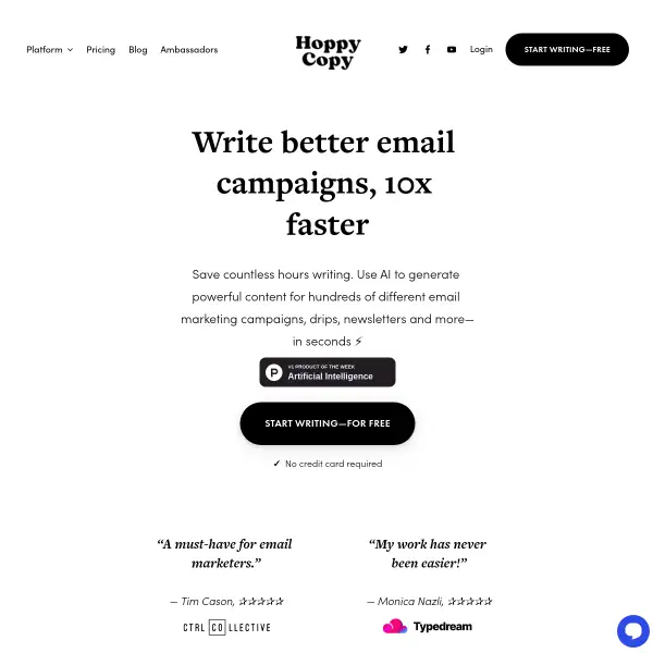 Hoppy Copy: AI Email Marketing Copywriting Platform