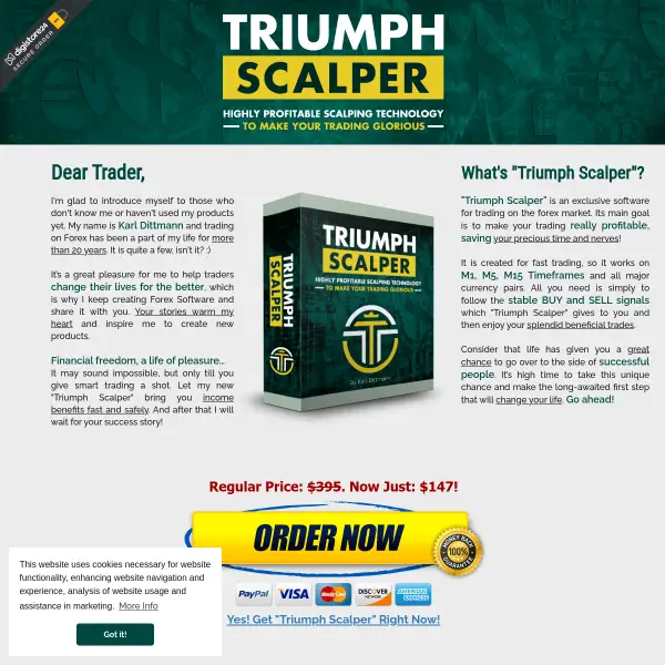 Triumph Scalper - Highly Converting Forex Product