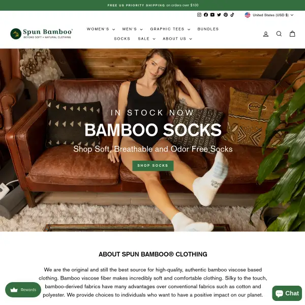 Spun Bamboo Clothing - Original Bamboo T-Shirts, Socks, Underwear