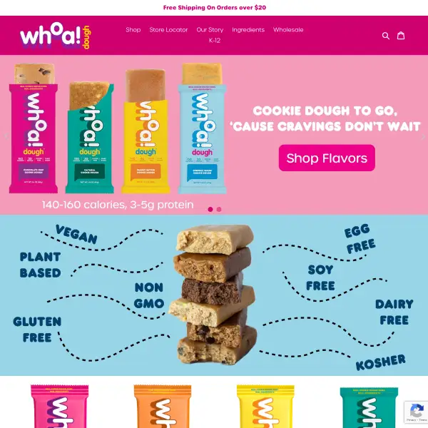 Whoa Dough | Plant Based Gluten Free Cookie Dough Snack Bars