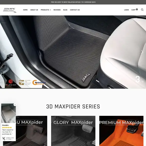 3D MAXpiderÂ® Car Mat Malaysia