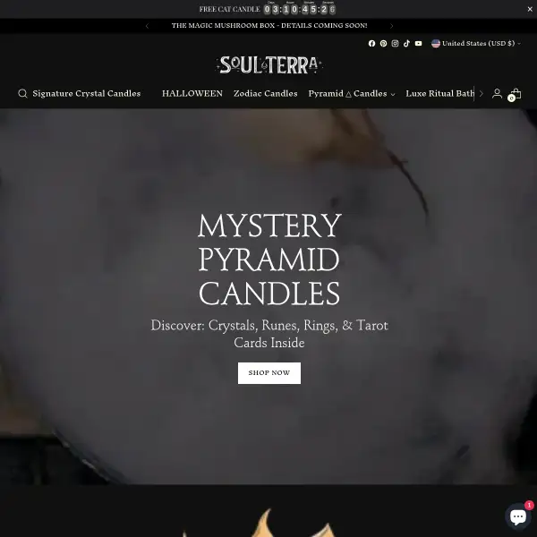 Mystery Pyramid Candles with Crystals, Rings, Tarot & Zodiac– Crystal Candles by Soul-Terra