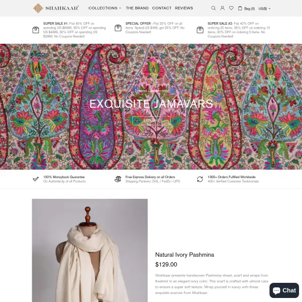 Shahkaar: Handcrafted Cashmere Pashmina Shawls & Scarves