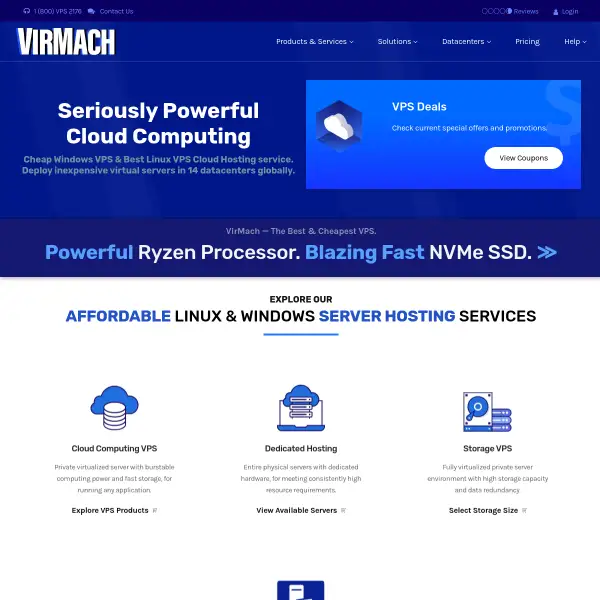 Cheap Windows VPS & Linux Cloud VPS Hosting - VirMach