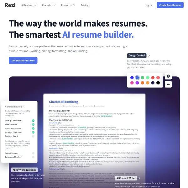 Rezi - The Leading AI Resume Builder trusted by 1,314,705 users