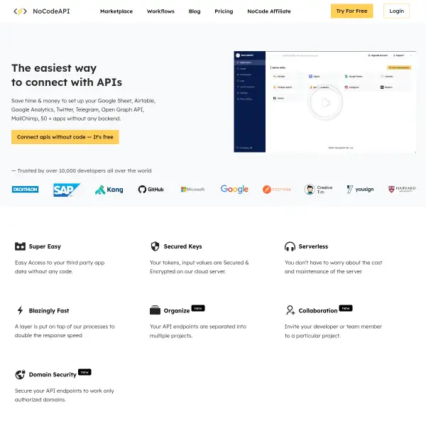 NoCodeAPI – The easiest way to connect APIs without code