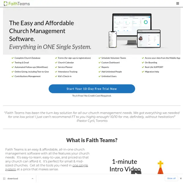 Church Management Software | Easy & Affordable | Faith Teams