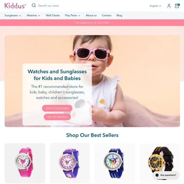 Watches and Sunglasses for kids and babies | Kiddus | Free Shipping*