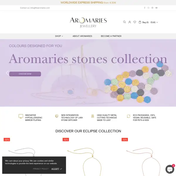 Aromaries | Exquisite lava stone aroma diffuser jewellery