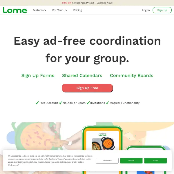 With Lome | Online Signup Forms, Planners, Collaboration Boards for Families and Communities