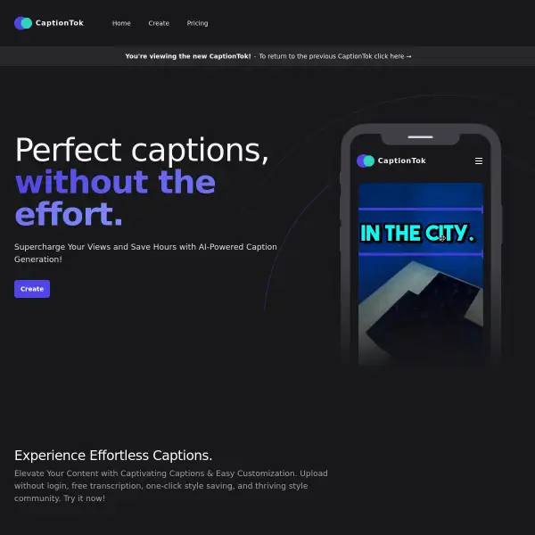 CaptionTok - Perfect captions, without the effort.
